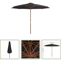 Lling - The Living Store Sonnenschirm mit Holzmast 350 cm Anthrazit - Sonnenschirm - Gartensonnenschirm - Strandschirm - Outdoor Sonnenschutz - xxl
