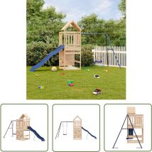 The Living Store Spielturm Massivholz Kiefer - Holzspielplatz - Spielturm - Kiefernholz - Klettermöglichkeiten - Schaukelset