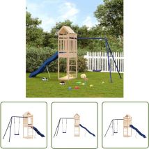 The Living Store Spielturm Massivholz Kiefer - Holzspielplatz - Kiefernholz - Spielturm - Schaukelset - Wellenrutsche