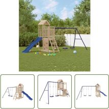 The Living Store Spielturm Massivholz Kiefer - Holzspielplatz - Spielturm - Kiefernholzspeilplatz - Gartenspielplatz - Kindgerechtes Spielgerät