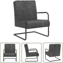 The Living Store Chaise cantilever Gris foncé Velours - Fauteuil Design - Chaise Moderne - Chaise Salle À Manger - Chaise Lounge - Chaise Confortables