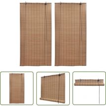 Longziming - The Living Store Stores roulants en bambou 2 pcs Marron 120x220 cm - Stores Vénitiens - Stores En Bois - Décoration Intérieure - Rideaux