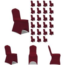 The Living Store Stretch-Stuhlhussen Burgunderrot 24 Stk. - Hussen - Rot