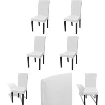 The Living Store Stretch-Stuhlhussen Gerade 4 Stk. Weiß - Hussen - Weiß
