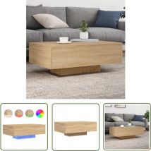 Table basse avec lumières led chêne sonoma 85x55x31 cm - Table Basse Design - Table Basse Led - Table Basse Lumineuse - Meuble Salon - Table