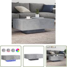 The Living Store - Table basse avec lumières led gris béton 85x55x31 cm - Table Basse Design - Table Basse Led - Table Basse Moderne - Table Basse