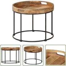 Table basse Bois de manguier massif et acier 50x40 cm - Table Basse Industrielle - Table Basse Design - Table Basse Vintage - Table Basse Bois Massif