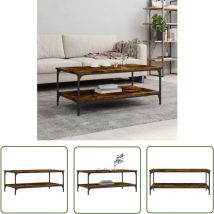 The Living Store Table basse chêne fumé 100x55x40 cm bois d'ingénierie - Table Basse - Meuble Salon - Table D'appoint - Table Côté Canapé - Design