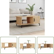 The Living Store Table basse chêne sonoma 90x50x40 cm bois d'ingénierie - Table Basse - Meuble Salon - Table D'appoint - Table Côté Canapé - Meuble