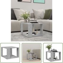 The Living Store Table basse Gris béton 40x40x30 cm Bois d'ingénierie - Table Basse - Meuble Salon - Table D'appoint - Table En Bois - Design Moderne