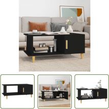Table basse noir 90x50x40 cm bois d'ingénierie - Table Basse - Meuble Salon - Table D'appoint - Table Noire - Table Design - The Living Store