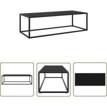 Devenirriche - The Living Store Table basse Noir avec verre noir 120x50x35 cm - Table Basse - Meuble Salon - Table D'appoint - Table Design - Table