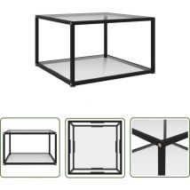 Devenirriche - The Living Store Table basse Transparent 60x60x35 cm Verre trempé - Table Basse Transparente - Table D'appoint Contemporaine - Meuble