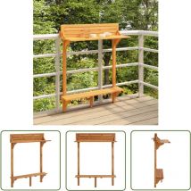 The Living Store - Table de bar de balcon 90x37x122,5 cm Bois d'acacia massif - Table De Bar - Table Extérieure - Table De Balcon - Table Acacia