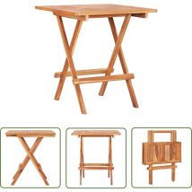 Hommoo - The Living Store Table de bistro pliable 60x60x65 cm Bois de teck solide - Table De Bistro - Table De Jardin - Table Pliante - Mobilier De