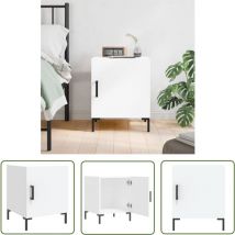 The Living Store Table de chevet blanc 40x40x50 cm bois d’ingénierie - Table De Chevet - Meuble De Chambre - Armoire De Chevet - Commode - Design