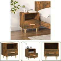 Kalisse - The Living Store Table de chevet Chêne fumé 40x35x47 cm - Table De Chevet - Meuble De Chambre - Armoire De Chevet - Commode - Design