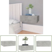 Happyshopping - The Living Store Table de chevet flottante Gris béton Bois d'ingénierie - Table De Chevet - Meuble De Chambre - Table De Nuit - Table