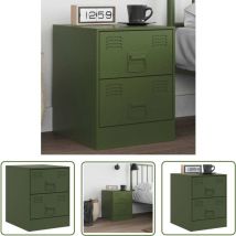 The Living Store Table de chevet vert 34,5x39x44 cm acier - Table De Chevet - Meuble De Chambre - Table Nuit - Armoire De Chevet - Meuble Design