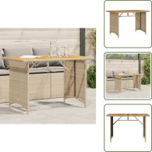 The Living Store - Table de jardin avec dessus en bois noir 110x68x70 cm rotin - Table De Jardin - Mobilier De Jardin - Table Extérieure - Table En