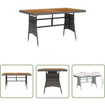 Triomphe - The Living Store Table de jardin Gris 130x70x72 cm Résine tressée et acacia - Table De Jardin - Mobilier De Jardin - Table De Patio