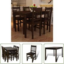 The Living Store - Table de salle à manger avec 4 chaises Marron - Table De Salle à Manger - Set De Table Et Chaises - Meuble Salle à Manger