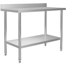 Devenirriche - Table de travail de cuisine avec dosseret 120x60x93 cm Inox - The Living Store
