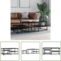 Tables basses gigognes 2 pcs noir bois d'ingénierie - Table Basse - Meuble Salle Séjour - Meubles Industriels - Set De Tables Basses - Tables
