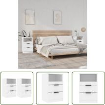 Tables de chevet 2 pcs Blanc Bois d'ingénierie - Table De Chevet - Meuble De Chambre - Table Nuit - Mobilier Blanc - Meuble Design - The Living Store