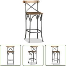 The Living Store - Tabouret de bar Bois de manguier massif - Tabouret De Bar - Tabouret Industriel - Tabouret Cuisine - Mobilier Industriel - Chaise