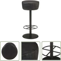 The Living Store Tabouret de bar Noir Cuir véritable - Tabouret De Bar - Fauteuil De Bar - Chaise De Bar - Siège De Bar - Cuir Véritable
