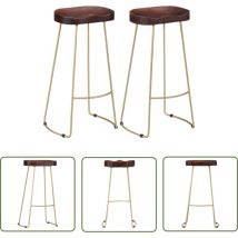 The Living Store - Tabourets de bar Gavin lot de 2 bois de manguier massif - Tabouret De Bar - Tabourets De Bar - Chaise De Bar - Chaises De Bar