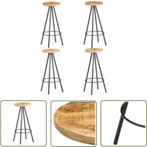 Maison Exclusive - The Living Store Tabourets de bar lot de 4 bois de manguier brut - Tabouret De Bar - Tabourets De Bar - Tabouret En Bois