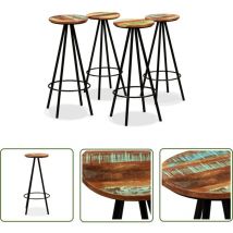 Topdeal - inlife Tabourets de bar 4 pcs Bois massif de récupération