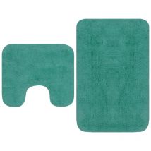The Living Store - Tapis de salle de bain 2 pcs Tissu Turquoise Turquoise