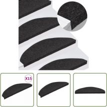 Maison Exclusive - The Living Store Tapis d'escalier autocollants 15 pcs 65x22,5x3,5 cm Noir - Tapis D'escalier - Tapis Antidérapant - Protection