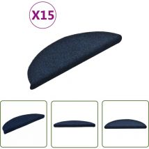 The Living Store - Tapis d'escalier autocollants 15 pcs Bleu 56x17x3 cm Aiguilleté - Tapets D'escaliers - Tapis Marche - Tapis Antidérapant - Tapis