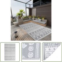 The Living Store - Tapis d'extérieur arakil Gris 190x290 cm pp - Tapis Exterieur - Tapis De Terrasse - Tapis De Balcon - Tapis Design - Tapis Gris
