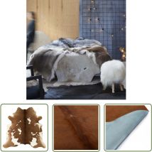 The Living Store - Tapis en peau de vache véritable Marron et blanc 150 x 170 cm - Tapis En Peau De Vache - Tapis Occidental - Décoration Intérieure