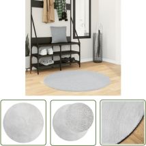 The Living Store - Tapis huarte à poils courts doux et lavable gris ø 100 cm - Tapis Salon - Tapis Chambre - Tapis Décoratif - Tapis Doux - Tapis Gris