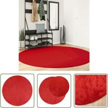 Tapis oviedo à poils courts rouge ø 200 cm - Tappeto Rosso - Tapis Salon - Tapis Chambre - Tapis Design - Tapis Moelleux - The Living Store