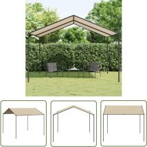The Living Store - Tente à auvent beige 4x4 m acier et tissu - Tente D'extérieur - Gazebo - Abri Solaire - Parasol - Tenda Da Giardino