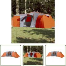 Tente familiale à dôme 12 personnes gris et orange imperméable - Tente Famille - Tente Camping - Tente Imperméable - Tente Dôme - Tente Grande