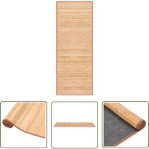 The Living Store Teppich Bambus 80x200 cm Braun - Bambus Teppich - Wohnraumteppich - Naturfaser Teppich - Rutschfeste Oberfläche - Brauner Teppich