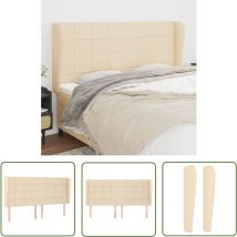 The Living Store - Tête de lit avec oreilles Crème 163x23x118/128 cm Tissu - Tête De Lit - Têtière De Lit - Literie - Meuble De Chambre - Décoration
