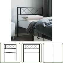 The Living Store Tête de lit métal noir 90 cm - Tête De Lit - Lit Simple - Tête De Lit Métal - Décoration Chambre - Mobilier Chambre