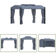 The Living Store - Tonnelle avec rideaux 3x4 m Anthracite Acier - Abri Solaire - Tonnelle - Gazebo - Jardin - Terrasse