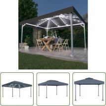 The Living Store - Tonnelle et guirlande lumineuse à led 4x3m Anthracite Aluminium - Abri Jardin - Tonnelle Extérieure - Gazebo - Parasol - Éclairage