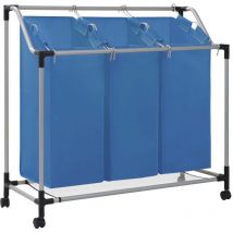 The Living Store - Trieuse à linge avec 3 sacs Bleu Acier Bleu