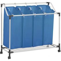 The Living Store - Trieuse à linge avec 4 sacs Bleu Acier Bleu